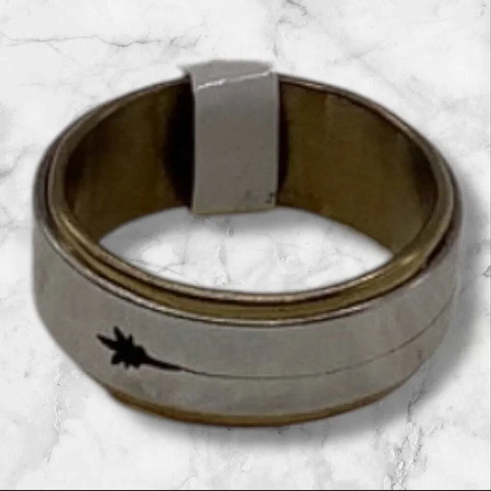 Black Star‎ Design Stainless Steel Unisex Ring Sliver Tone Size 10